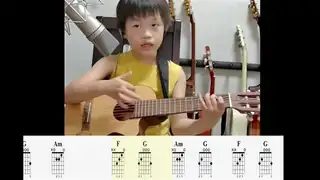 Jonas(五歲)吉他彈唱"孤勇者"副歌，唱